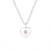 Lantisor din argint inima cu piatra roz DiAmanti DIA34853-Pink